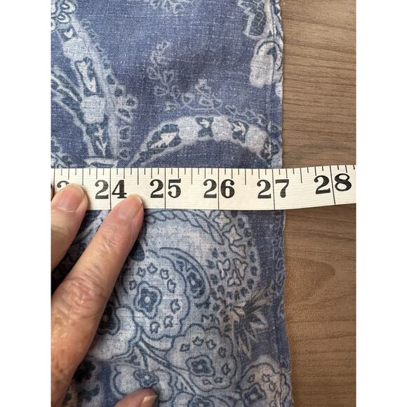 Lauren Ralph Lauren Top Linen 3/4 Sleeve Floral Boho Cottage Coastal Blue 1X - Picture 9 of 13